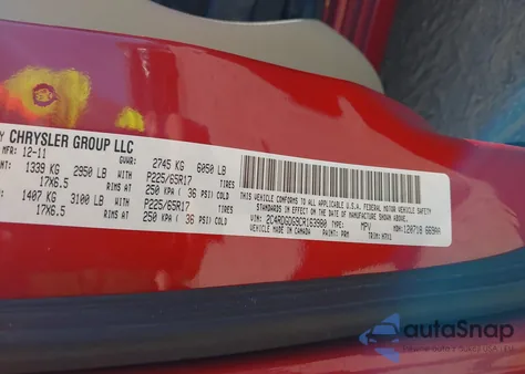 2012 Dodge Grand Caravan Crew from USA, damaged, VIN 2C4RDGDG9CR163980